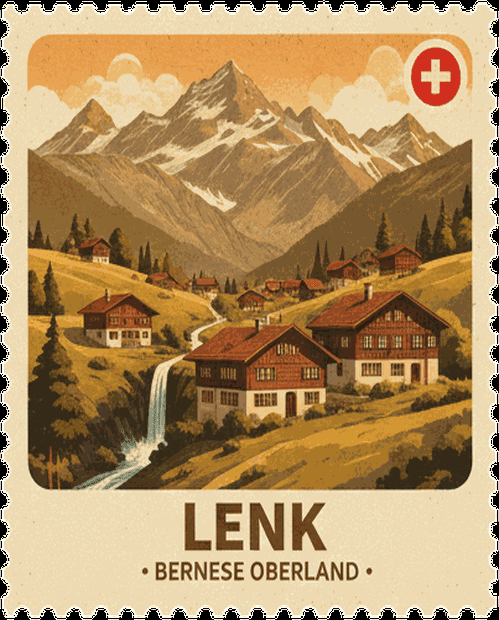 Lenk vintage travel stamp