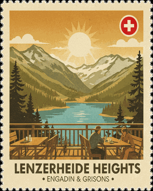 Lenzerheide Heights vintage travel stamp