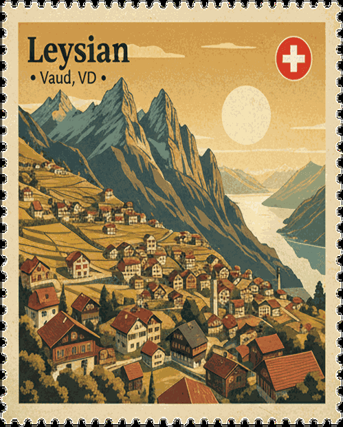 Leysin vintage travel stamp