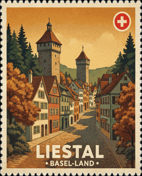Liestal vintage travel stamp