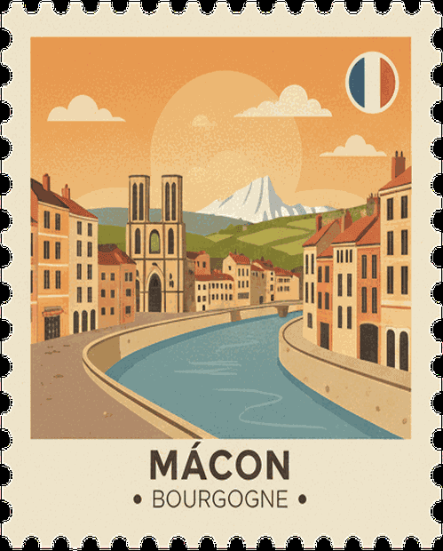 Mâcon vintage travel stamp