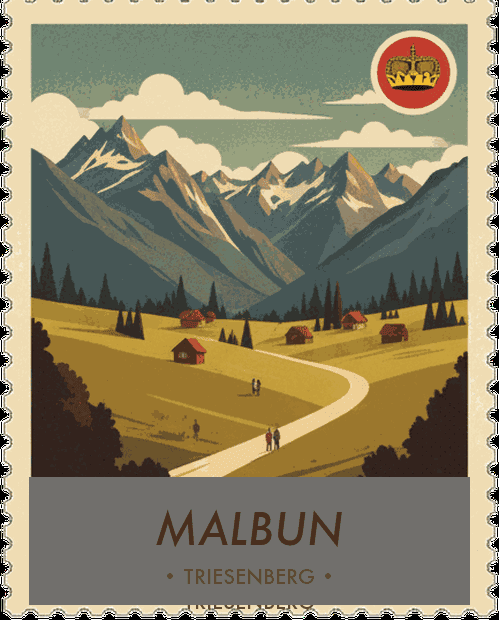 Malbun vintage travel stamp