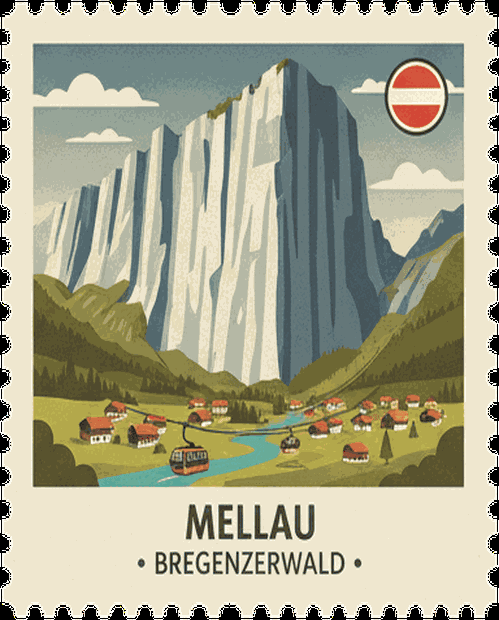 Mellau vintage travel stamp
