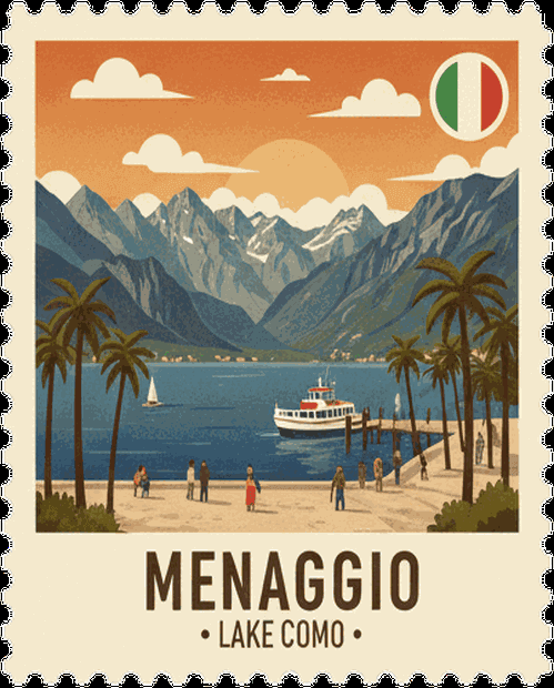 Menaggio vintage travel stamp