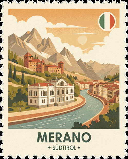 Merano vintage travel stamp