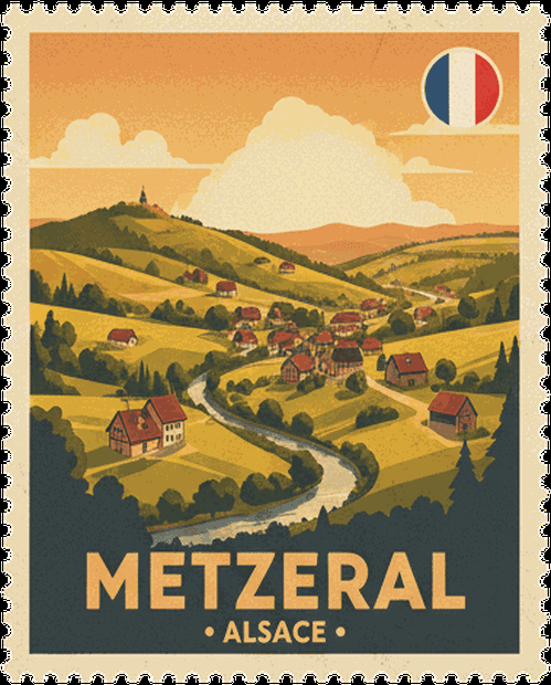 Metzeral vintage travel stamp