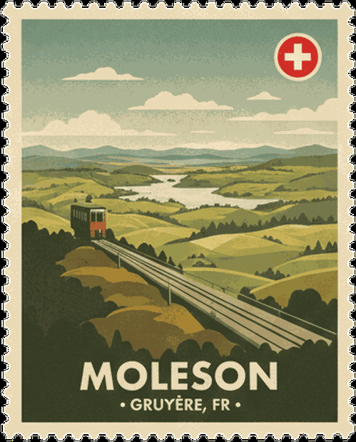 Moleson vintage travel stamp