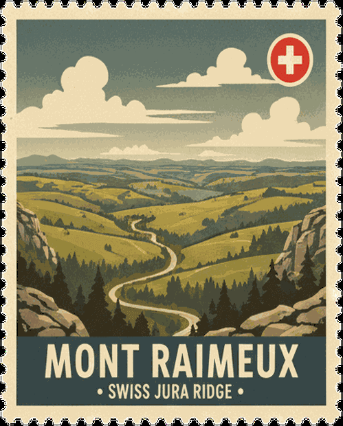 Mont Raimeux vintage travel stamp