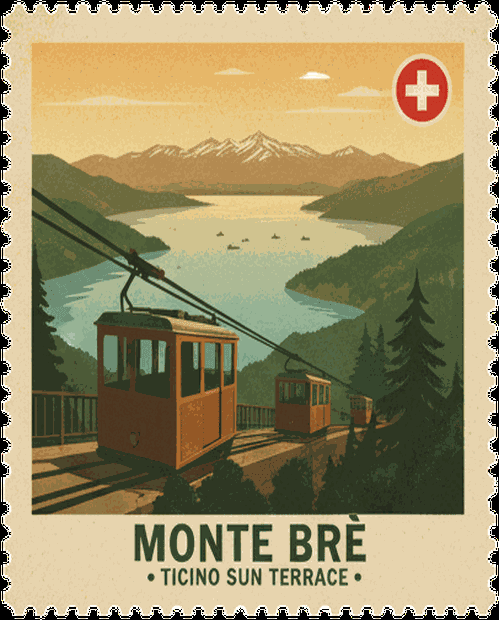 Monte Brè vintage travel stamp