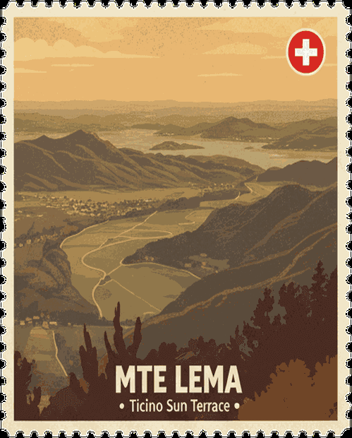 Mte Tamaro vintage travel stamp
