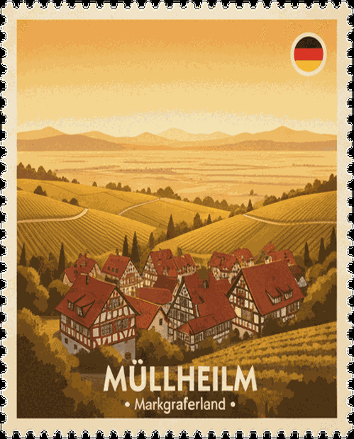 Müllheim vintage travel stamp