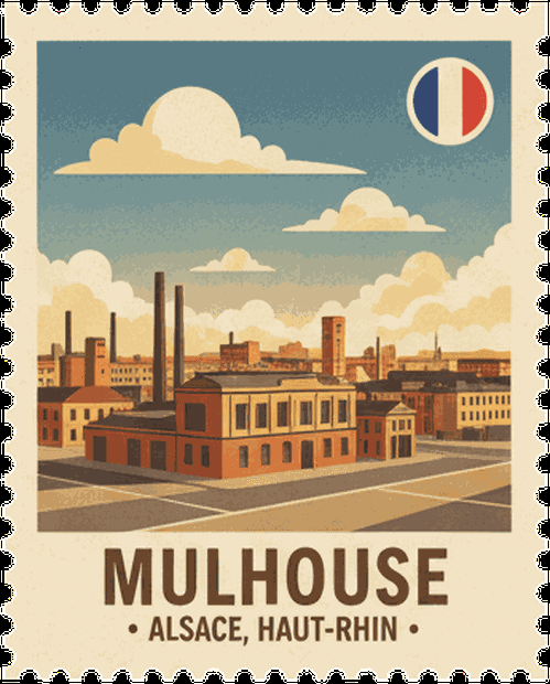 Mulhouse vintage travel stamp