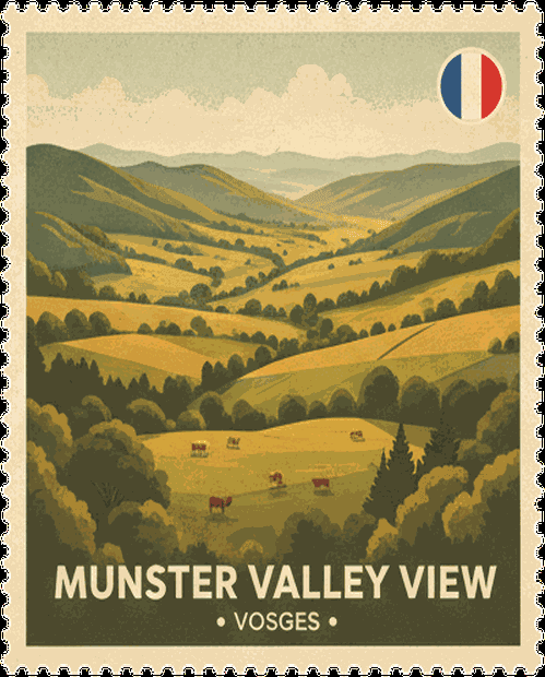 Munster Valley View vintage travel stamp