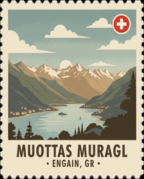 Muottas Muragl vintage travel stamp