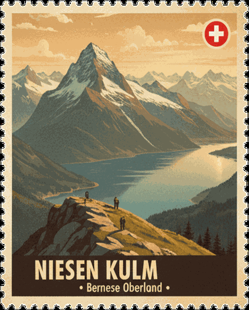 Niesen Kulm vintage travel stamp