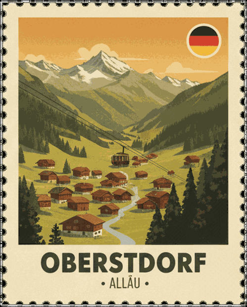 Oberstdorf vintage travel stamp