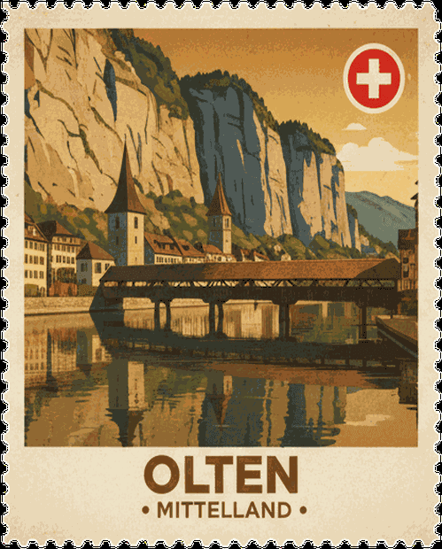 Olten vintage travel stamp