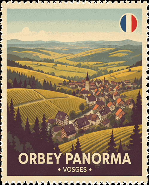 Orbey Panorama vintage travel stamp