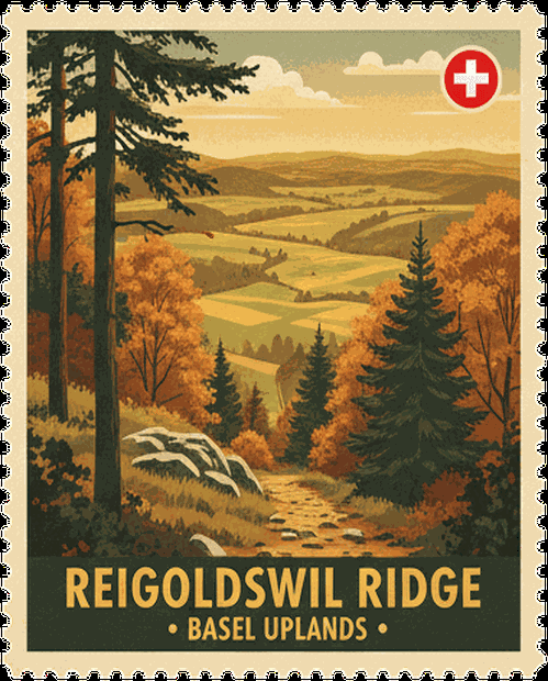 Reigoldswil Ridge vintage travel stamp