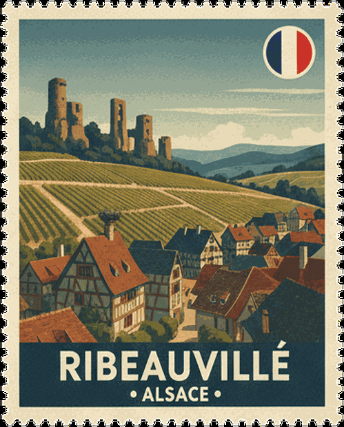 Ribeauvillé vintage travel stamp