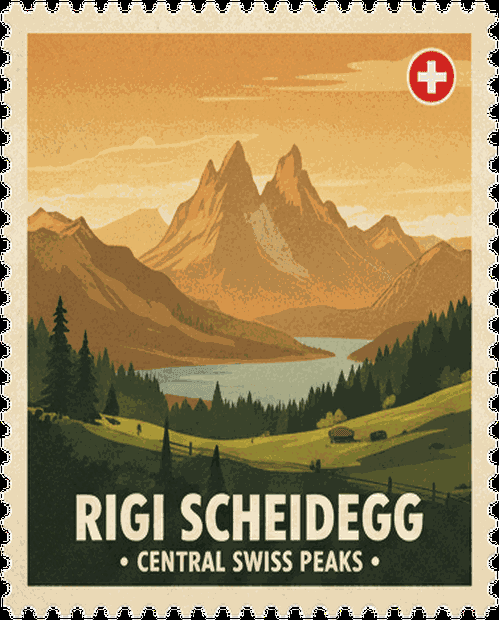 Rigi Scheidegg vintage travel stamp