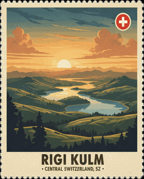 Rigi Kulm vintage travel stamp