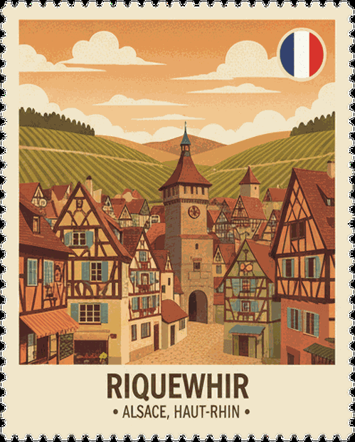 Riquewihr vintage travel stamp