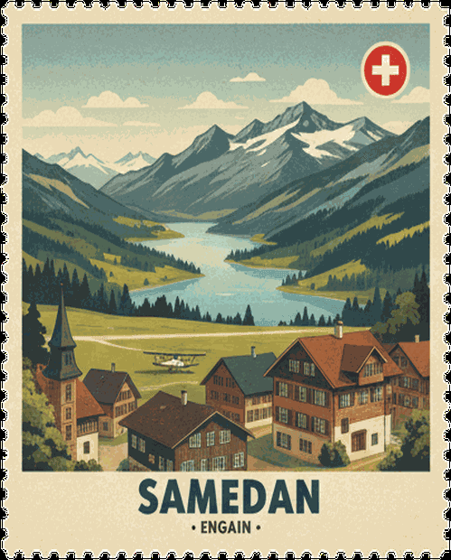 Samedan vintage travel stamp