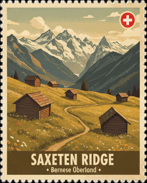 Saxeten Ridge vintage travel stamp