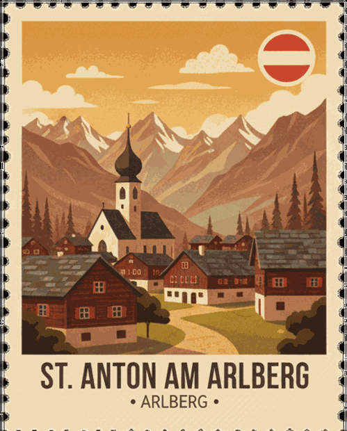 Schruns vintage travel stamp