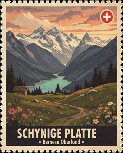 Schynige Platte vintage travel stamp