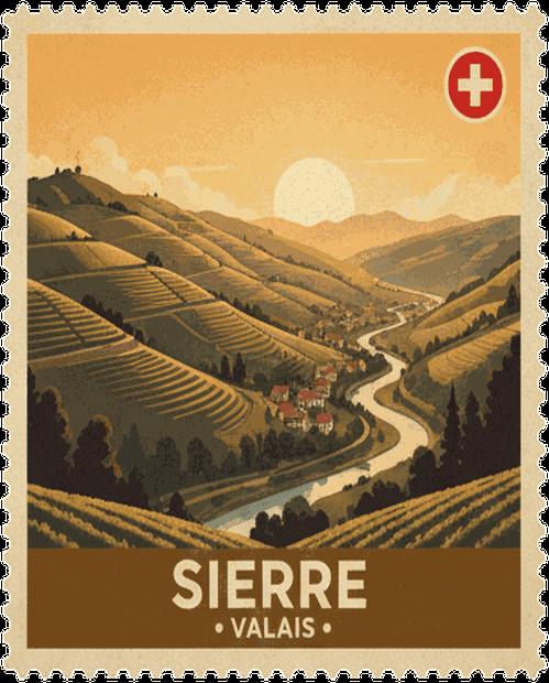 Sierre vintage travel stamp