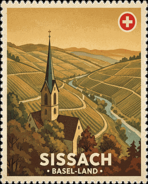 Sissach vintage travel stamp