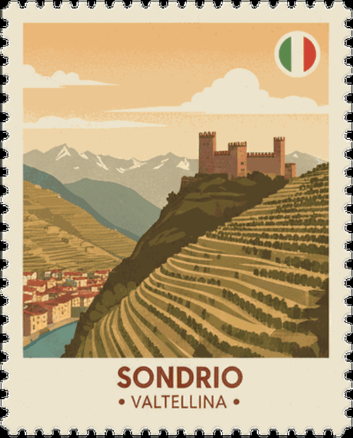 Sondrio vintage travel stamp