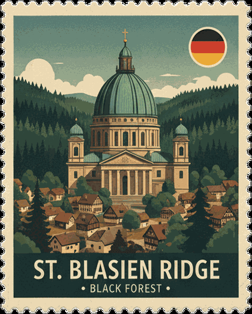 St Blasien Ridge vintage travel stamp