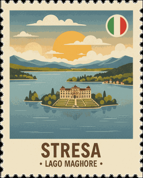 Stresa vintage travel stamp