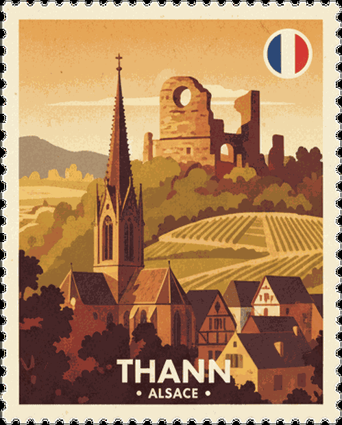 Thann vintage travel stamp