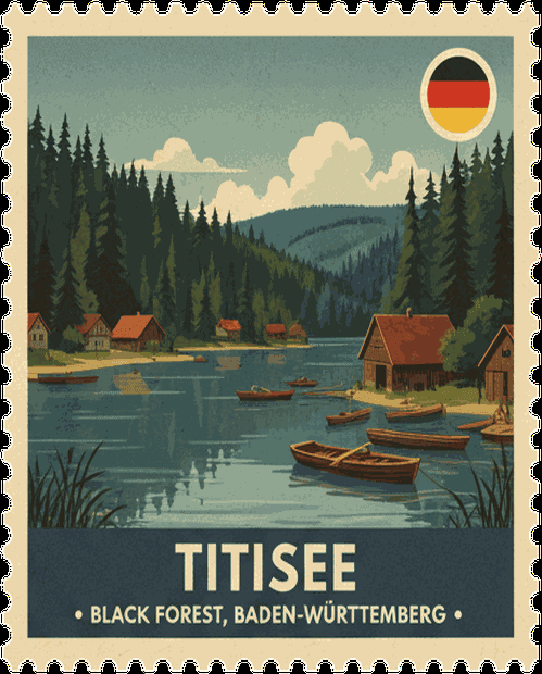 Titisee vintage travel stamp