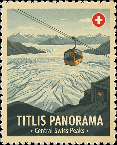 Titlis Panorama vintage travel stamp