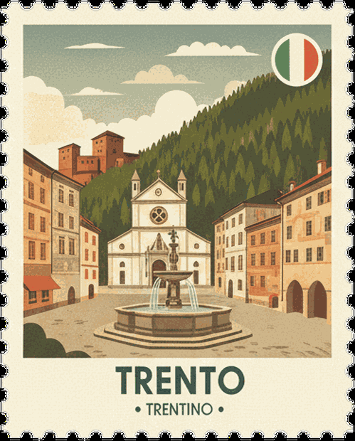 Trento vintage travel stamp