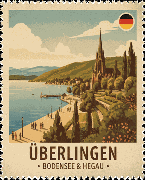 Überlingen vintage travel stamp