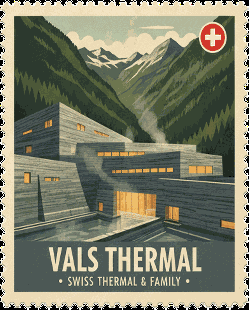 Vals Thermal vintage travel stamp