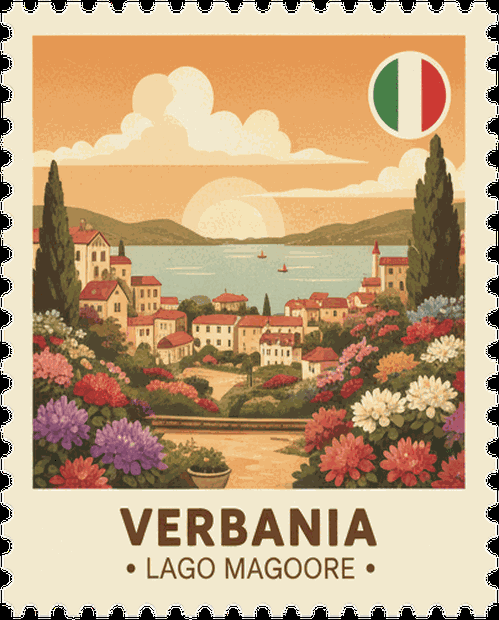 Verbania vintage travel stamp
