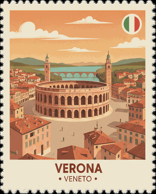 Verona vintage travel stamp