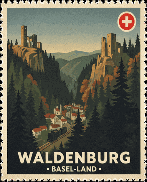 Waldenburg vintage travel stamp
