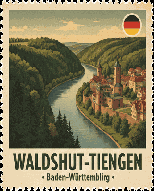Waldshut-Tiengen vintage travel stamp