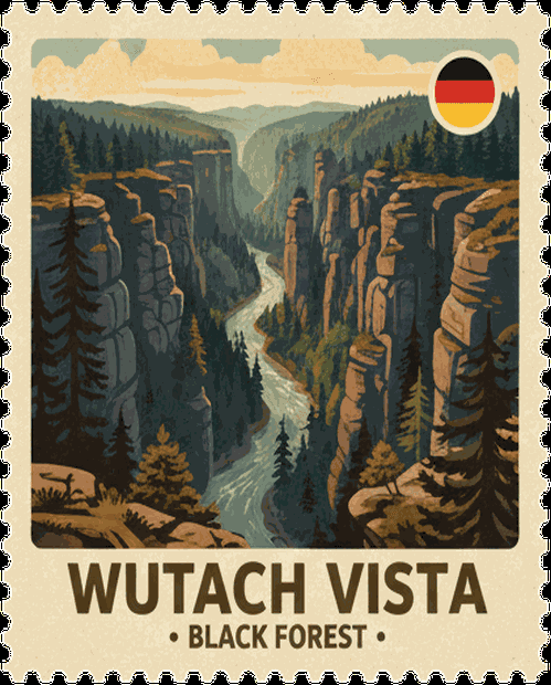 Wutach Vista vintage travel stamp