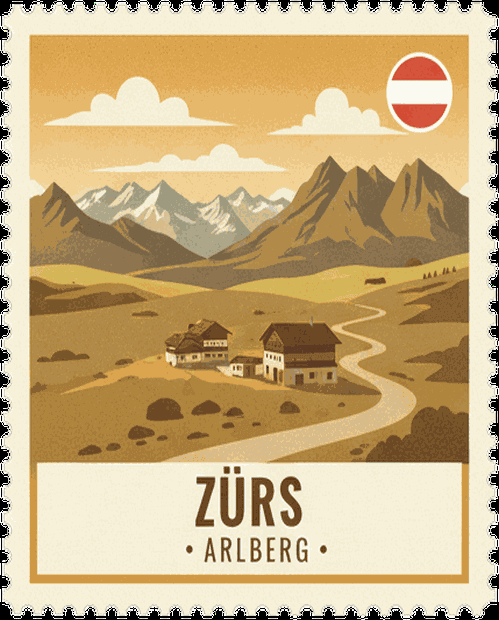 Zürs vintage travel stamp