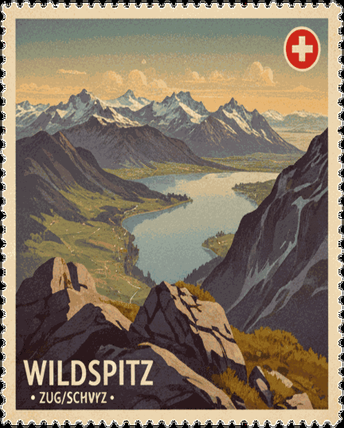 Zugerberg vintage travel stamp